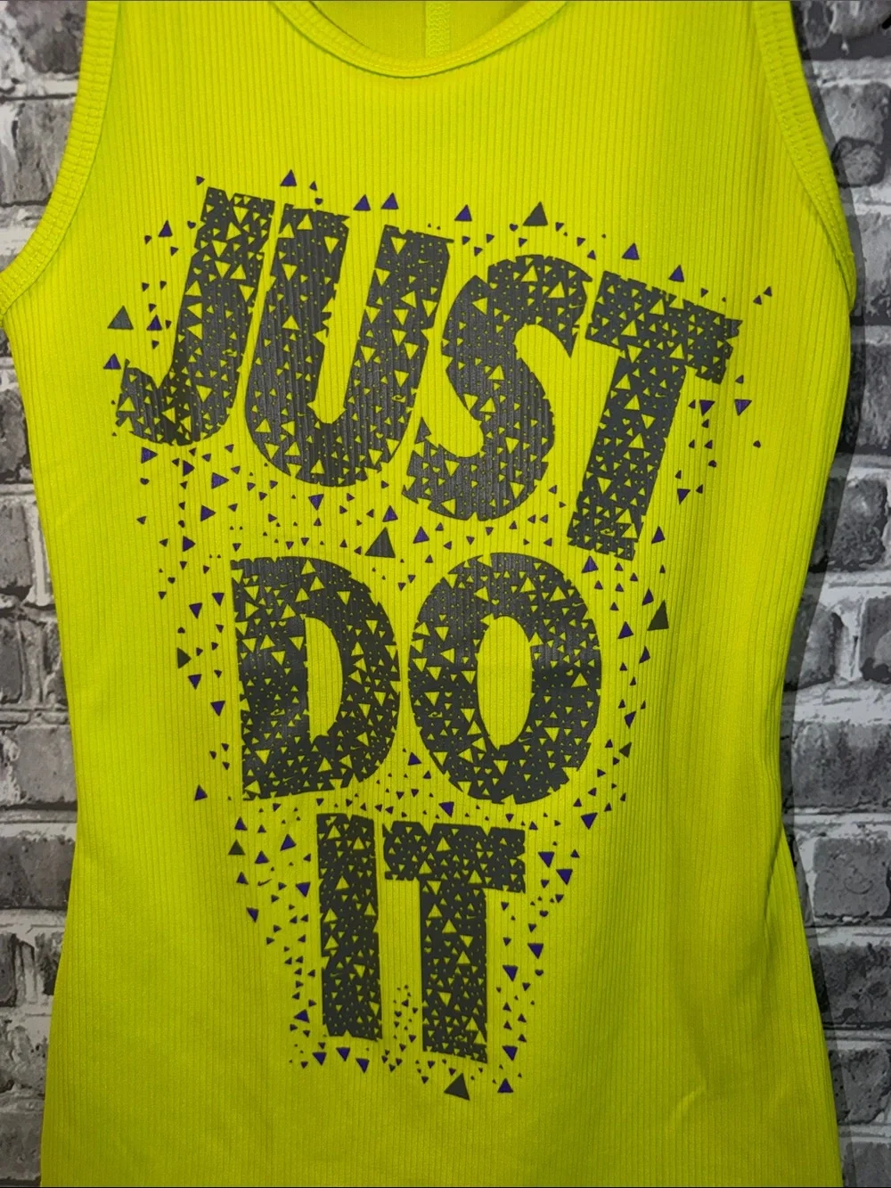 Nike Neon Yellow Ribbed Graphic Tank Top